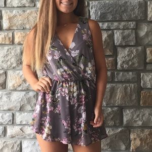 A floral romper that is super comfy and adjustable